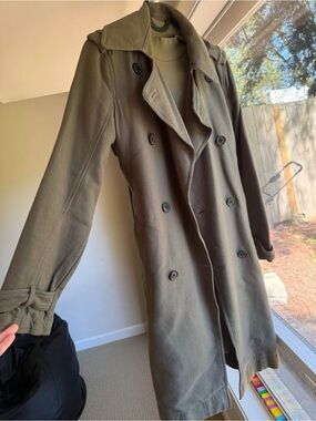 Abercrombie coat and dress set. Classic Olive Double-Breasted Trench Coat.